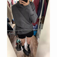 Hnewly  Y2k Irregular Batwing Sleeve Patchwork Pullovers Autumn Winter Lazy Knitted Sweaters Mujer New Slim Fit Top for Women