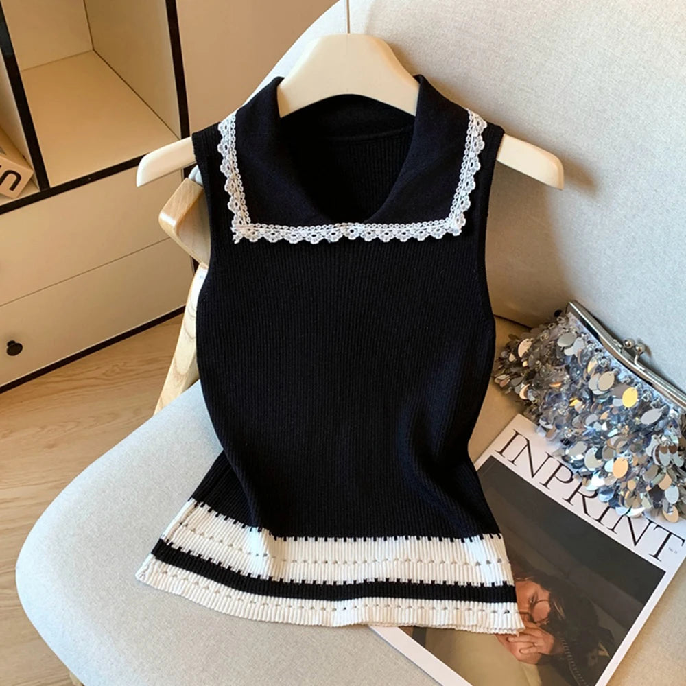 Hnewly  Half Zipper Stripe Pullover Sweater  Women Loose Knitted Base Shirt  2025 Spring /Autumn Japanese Style Long Sleeve Pullover Top