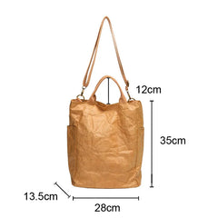 Hnewly  Ins Fashion Casual Totes Vintage Bucket Shaped Handbag Wash Dupont Paper Shoulder Bag Messenger Bags For Women