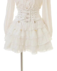 Hnewly  Japanese High Waist Drawstring Slim Cute Sweet Lolita Skirt Women Multi-Layer Lace Bow Cake Skirts Summer Pleated Skirt