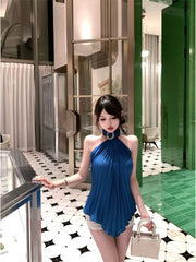 Hnewly  Woman Camis Sleeveless Halter Slim Outwear Summer Fashion Solid Sexy Elegant Sweet Tank Tops Female Casual Party