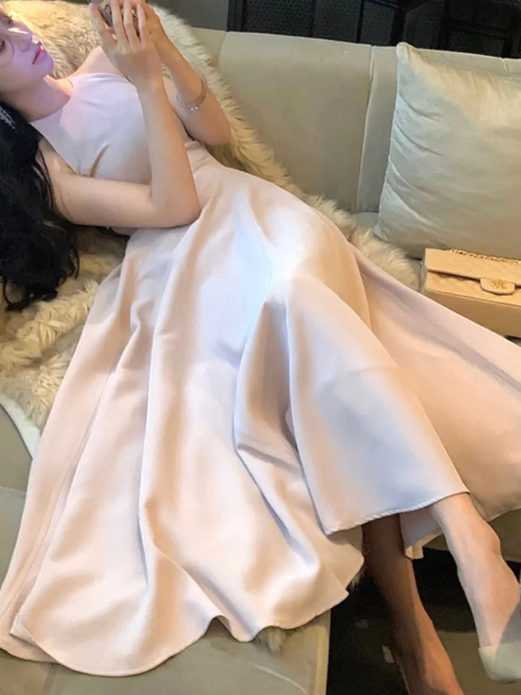 Hnewly winter club outfits Fashion New Women Elegant Casual Midi Party Dress Sleeveless A-Line Solid Chic Birthday Prom Vestidos Female Clothes Robe Mujers