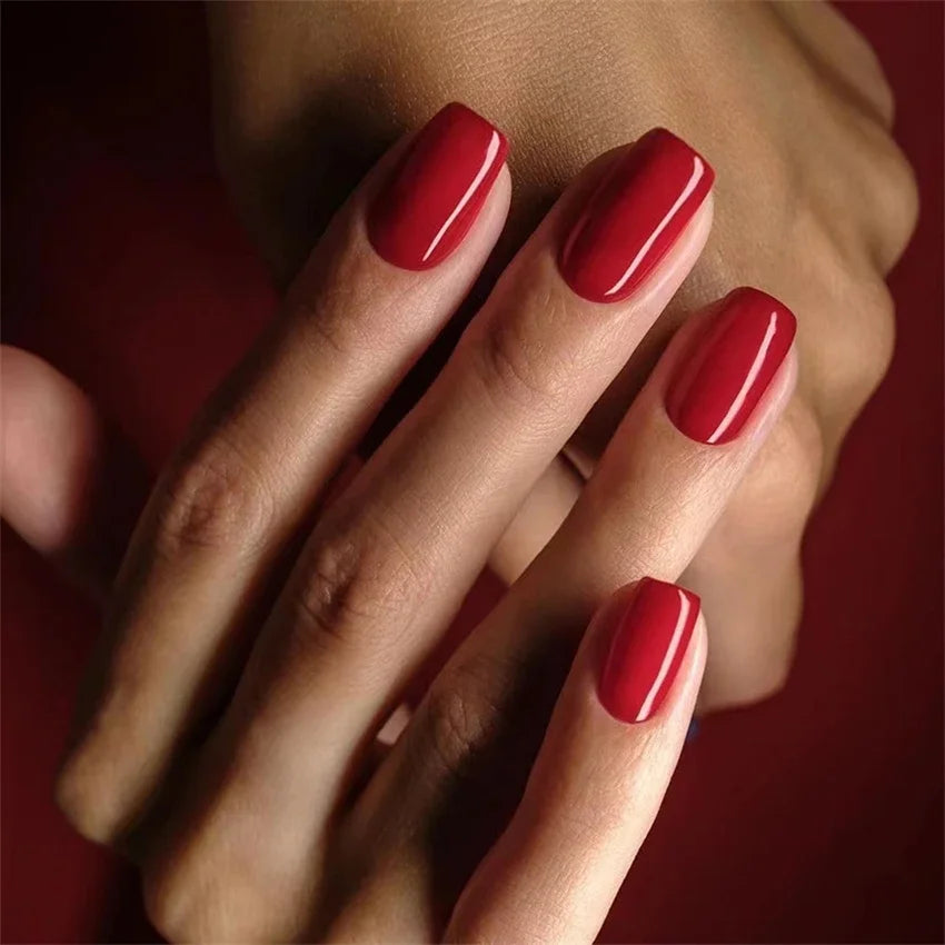 Hnewly 24pcs Artificial Nail Art Fake Nails Full Coverage Removable Ballet Short Press On Nails tips Chips Waterproof Solid Colour set