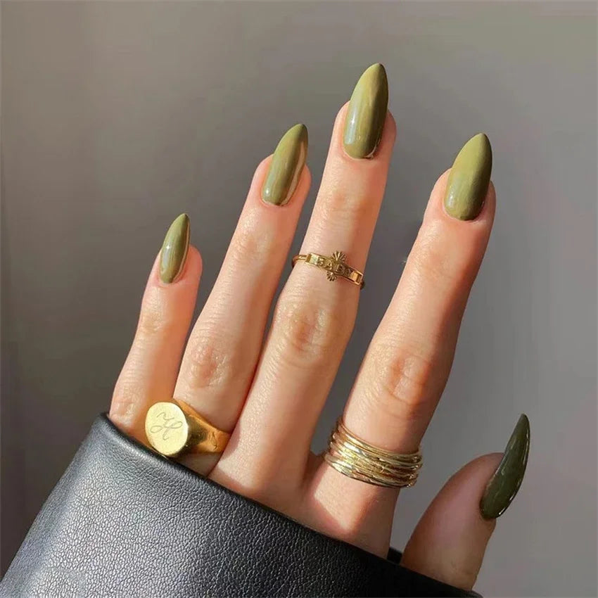 Hnewly 24pcs Artificial Nail Art Fake Nails Full Coverage Removable Ballet Short Press On Nails tips Chips Waterproof Solid Colour set