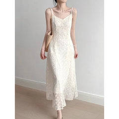 Hnewly  French Suspender Dress Children's Summer New Temperament Early Spring Lace  the dress black dress white dress