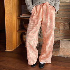 Hnewly Lounge Pants y2k Clothes Women Plaid Print Drawstring High Waist Loose Trousers with Pockets 2000s Clothing Streetwear