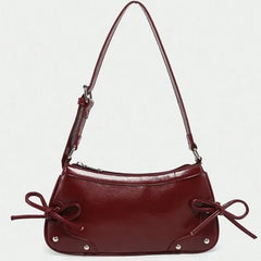 Hnewly  Premium Double Bow PU Leather Underarm And Crossbody Bag Woman Luxury Small Square Designer Handbag Female  Versatile Style Y2k