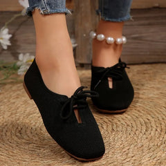 Hnewly Autumn Mesh Breathable Women's Flat Shoes Solid Simple Ballet Flats Female Casual Lace-up Walking Shoes for Women