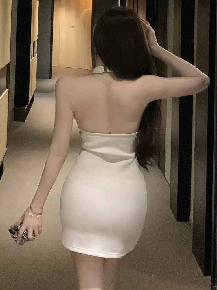 Hnewly  Woman Dress Sleeveless Hollow Out Sexy Slim Elegant Backless Summer Fashion Party Mini Dresses Female Cocktail Club