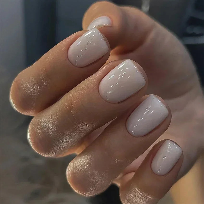 Hnewly 24pcs Artificial Nail Art Fake Nails Full Coverage Removable Ballet Short Press On Nails tips Chips Waterproof Solid Colour set