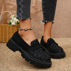 Hnewly  Fashion New Thick-soled Sexy Large-size Walking Shoes Spring/autumn Round Leopard Print Comfortable Casual Sneakers for Women
