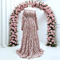 Hnewly  Bohemian Photo Shooting Pregnancy Dress Sexy Off Shoulder Long Sleeved Pleated Edge Chiffon Dress Photography Dress For Women