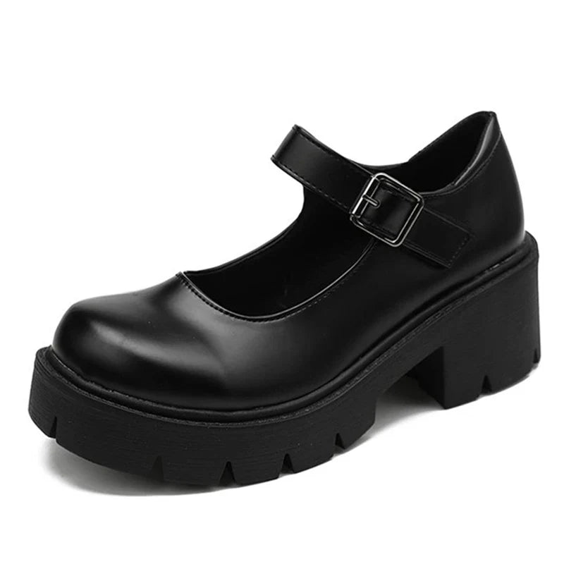 Hnewly Summer Platform Leather Shoes Women Flats Casual Oxford Loafers Thick Bottom Ladies Wedge Lolita Shoes Mary Jane Ladies