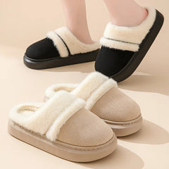 Hnewly Fashion Fluffy Plush Thick Bottom Slippers New Winter Womens Thicken Warm Slippers Casual Indoor Indoor Cotton Slides Shoes