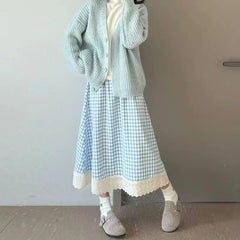 Hnewly Spring Autumn New High Waist Slim A-line Long Skirt Fairy Umbrella Skirt