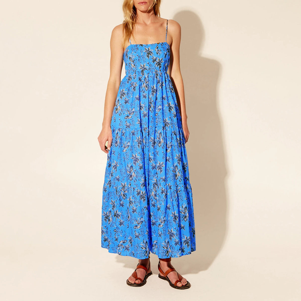 Hnewly  Women Boho Graphic Print Maxi Dress Spaghetti Strap Flowy Floral Dress Summer Casual A-line Cami Dress Beach Wear