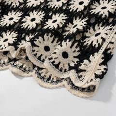 Hnewly  Long Sleeve Daisy Crochet Top Women Sheer Openwork Floral Knit Pullover Sweater Teen-girl Cover Up Boho Beach Vacation Outfit