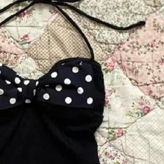 Lunivop  Sweet Slim Hottie Camisole Subculture Aesthetic Halter Vest American Polka Dot Bow Patchwork Tanks Women's Retro Sexy Chic Tops