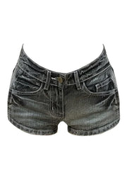 Hnewly Summer Women Y2k Streetwear Gyaru Harajuku Fashion Grunge Vintage Coquette Low Rise 2000s Jean Shorts Denim Hot Pants Japanese