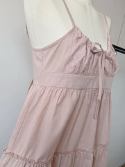 Hnewly New Design Print Pink Spaghetti Strap Dress All-Match Elegant Temperament Sexy Prom Gown Sweet Bow A-Line Dress Cozy Streetwear
