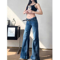 Hnewly  American Streetwear Low Waist Jeans Women Sexy Slimming Y2K Flares Denim Pants Woman Fashion Chic Straight Jean Trousers Female