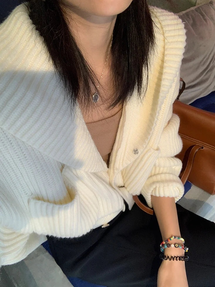 Hnewly  Women's Hooded Cardigan Button Up with Pocket Knitted Sweater Hoodie Slouchy Knitwear Fall Winter Casual Chic Outfit