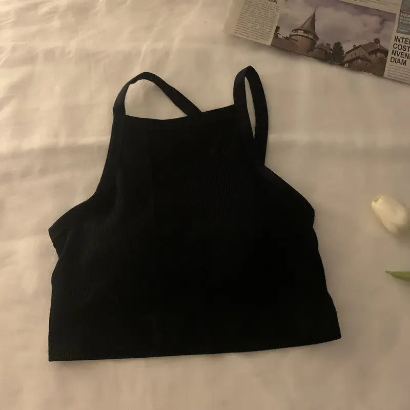 Hnewly Camis Women Backless Inner Crop Top Sexy New Basic Students Fashion Ins Bottoming Clothing Solid Simple Harajuku Leisure Sweet