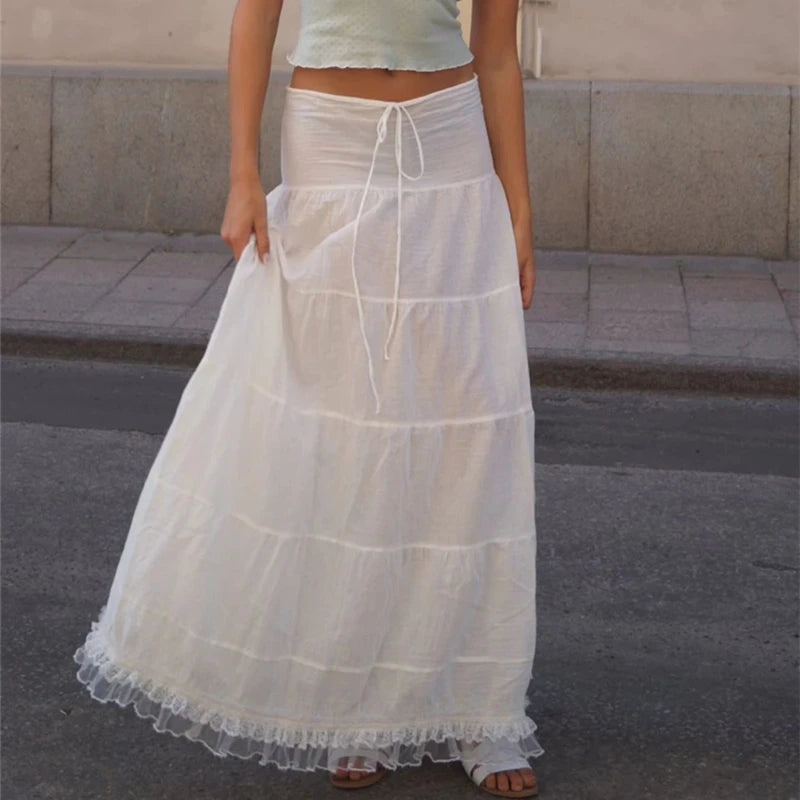 Hnewly Elegant Off Shoulder Square-neck Sleeveless Crop Tops And Loose Long Skirts 2025 Spring Summer Women Beach Party Suits