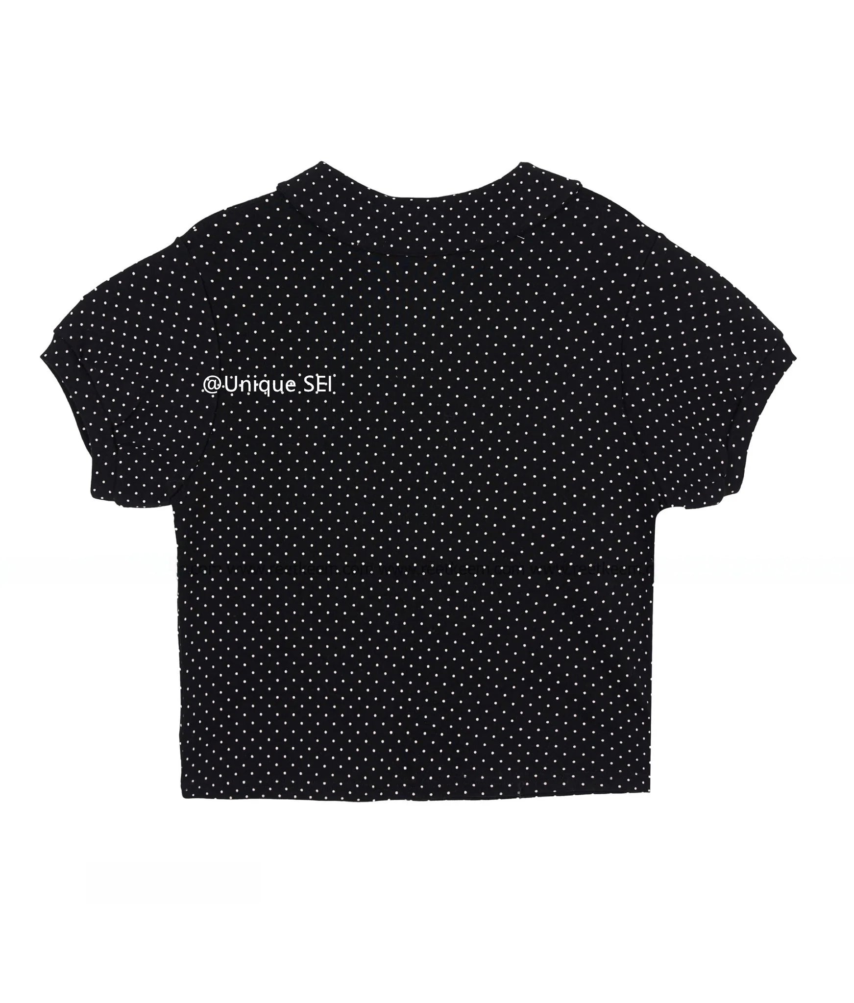 Hnewly Casual Polka Dot Pleated irt ort Sve Turn-down Collar Doll Collar Summer Faion Women's Polyester Fiber 00% Top