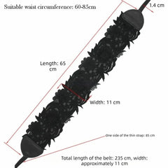 Hnewly  Boho Style Vintage Lace Girdle Wide Self Tie Waist Band Wrap Around Soft Lace Belt for Dresses