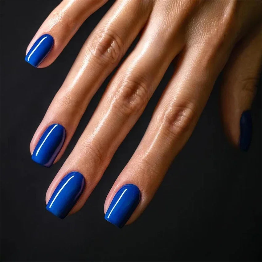 Hnewly 24pcs Artificial Nail Art Fake Nails Full Coverage Removable Ballet Short Press On Nails tips Chips Waterproof Solid Colour set
