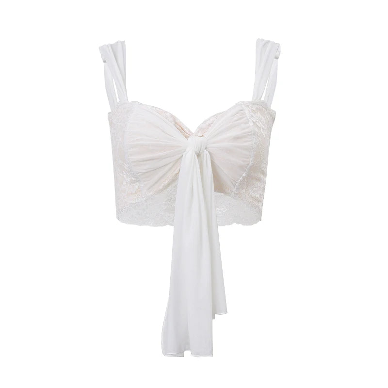 Hnewly Sexy Mesh Perspective Crop Tops Summer Y2K Lace Low cut Slim Strap Top High Street Nightclub Top Women's Wear
