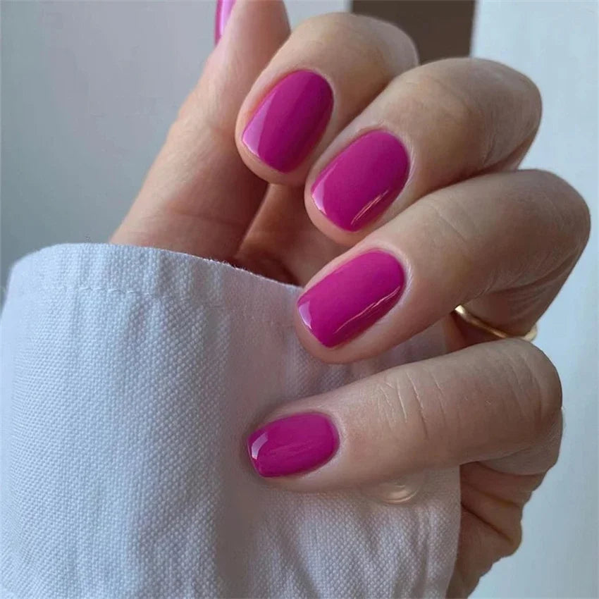 Hnewly 24pcs Artificial Nail Art Fake Nails Full Coverage Removable Ballet Short Press On Nails tips Chips Waterproof Solid Colour set
