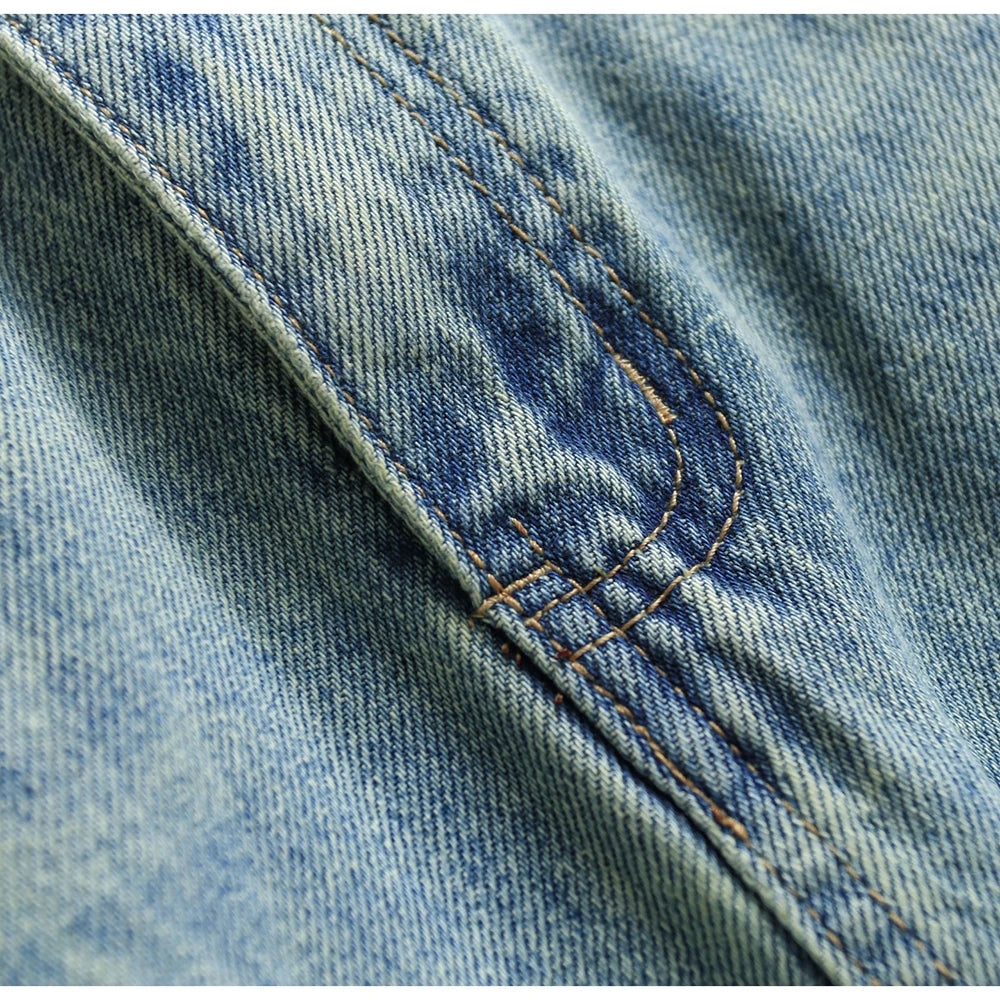 Hnewly  Splitted High Waisted Denim Skirt Women's Versatile Mid Length Jeans Skirt Autumn Light Color Fashion Double Pocket Skirts