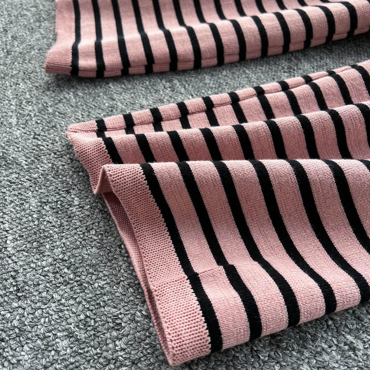 Hnewly  Elegant Knitted Set for Women's High End Versatile Round Neck Striped Knitted Cardigan+High Waist Casual Wide Leg Pants 2PCS