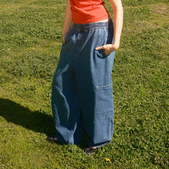 Hnewly  Harajuku Y2k Washed Denim Pants 2000s 90s Vintage Cyber Grunge Wide Leg Jeans Preppy Teen Girl Loose Fit Baggy Trousers Pockets