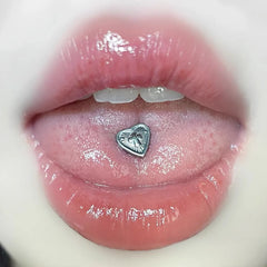 Hnewly  1Pc Trendy Sweet Cool Style Stainless Steel Heart Tongue Stud Unique Body Piercing High Quality Gift
