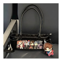 Hnewly  Japanese Style Black Ita Bag Handbag Women New Harajuku Transparent Leather Shoulder Bags Ladies Anime Itabag Underarm Bag Y2K