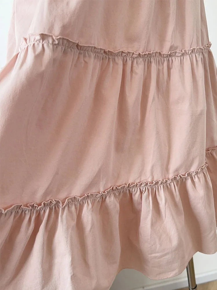 Hnewly New Design Print Pink Spaghetti Strap Dress All-Match Elegant Temperament Sexy Prom Gown Sweet Bow A-Line Dress Cozy Streetwear