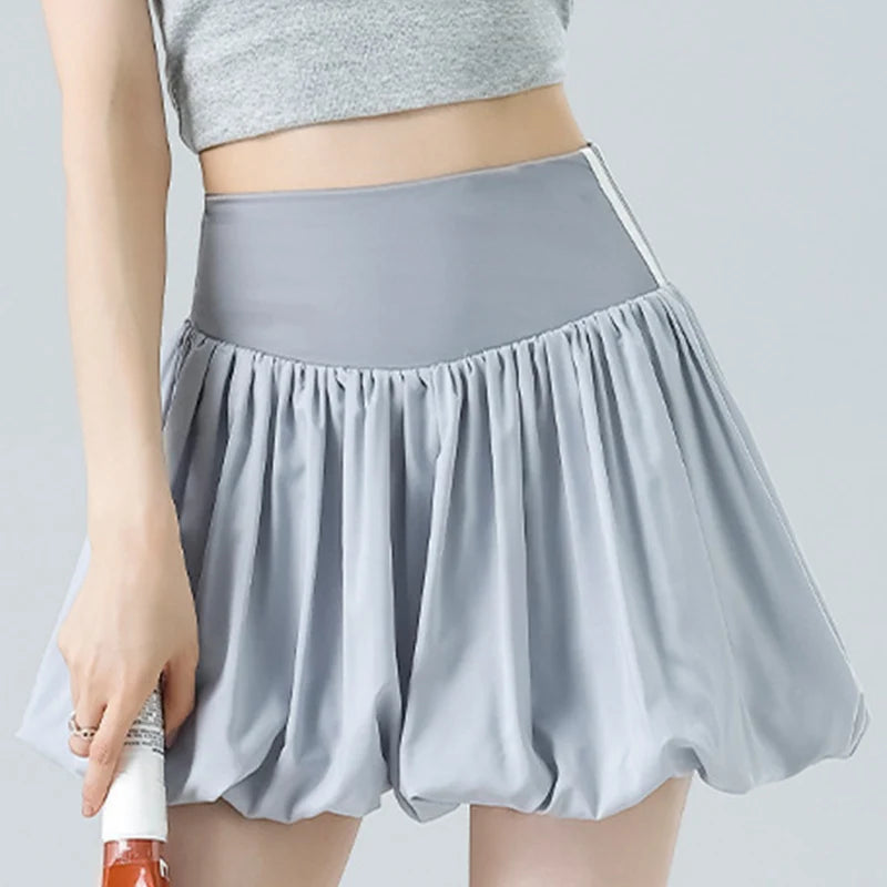 Hnewly  Summer High-Waisted A-Line Mini Skirts for Women Plus Size Solid Woman Short Pants Stitching Flower Bud Skirt Women