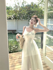 Hnewly  Woman Dress Sleeveless Butterfly Mesh Patchwork Slim Backless Holiday Princess Sweet Elegant Dresses Female Chic