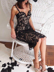 Lunivop  Bella Philosophy woman spring sexy embroidery spaghetti strap shirt dress high line strapless sheath dress knee lace party dress