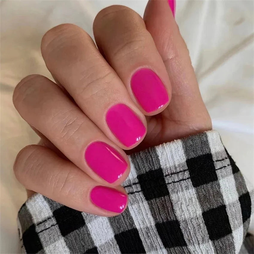 Hnewly 24pcs Artificial Nail Art Fake Nails Full Coverage Removable Ballet Short Press On Nails tips Chips Waterproof Solid Colour set