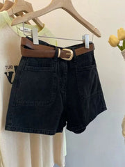 Hnewly  Retro Denim Shorts for Women's Summer New High Waisted Loose Wide leg Short Pants Fashion A-line Hotpants Oversized S-5XL