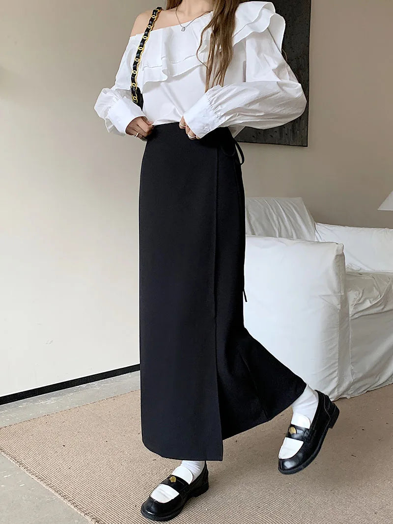 Hnewly 3Colors S-XL Irregular Long Skirt Women Summer Ankle Length Casual High Waist Pencil Long Skirts Female
