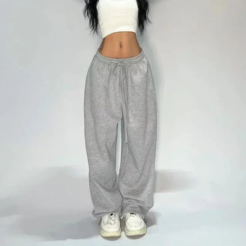 Hnewly  Casual Gray Sweatpants Women Wide Leg Black Joggers Classic Baggy Streetwear Oversized Sports Female Trousers All-match