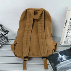 Hnewly  Vintage Simple Backpacks Large Capacity Canvas Schoolbag Multiple Pockets Travel Backpacks Unisex