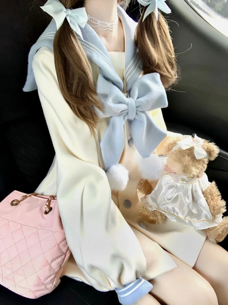 Hnewly cute winter outfits Sweet Japanese Kawaii Short Overcoats Women Lolita Thin Jacket Female 2000s Vintage Clothing Street Wear Dress Coats Y2k Autumn