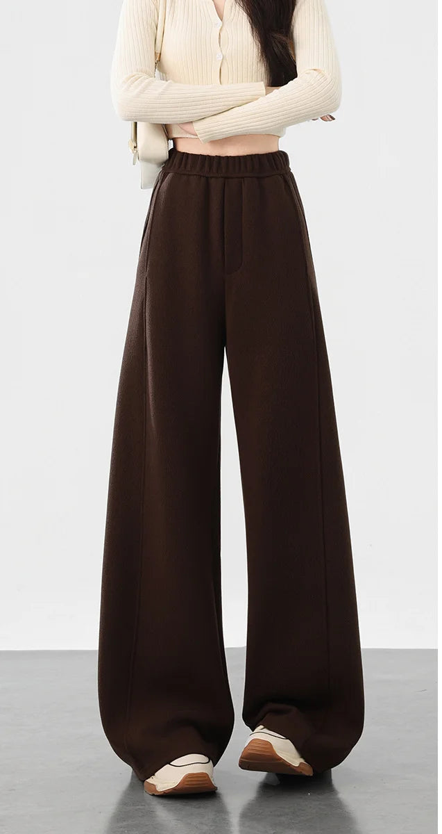 Hnewly  Wide Leg Pants High Waisted Womens Fall Pleated Vertical Trackpants Tailored Minimalist Classical Adult Detail Trousers Oversize
