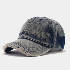 Hnewly  New Soft Top Washed Baseball Cap Breathable Adjustable Duckbill Hat Face Slimming Hole Design Sun Protection Cap